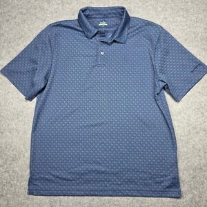 Ben Hogan Polo Mens L Blue Performance 30% Recycled Polyester Geometric